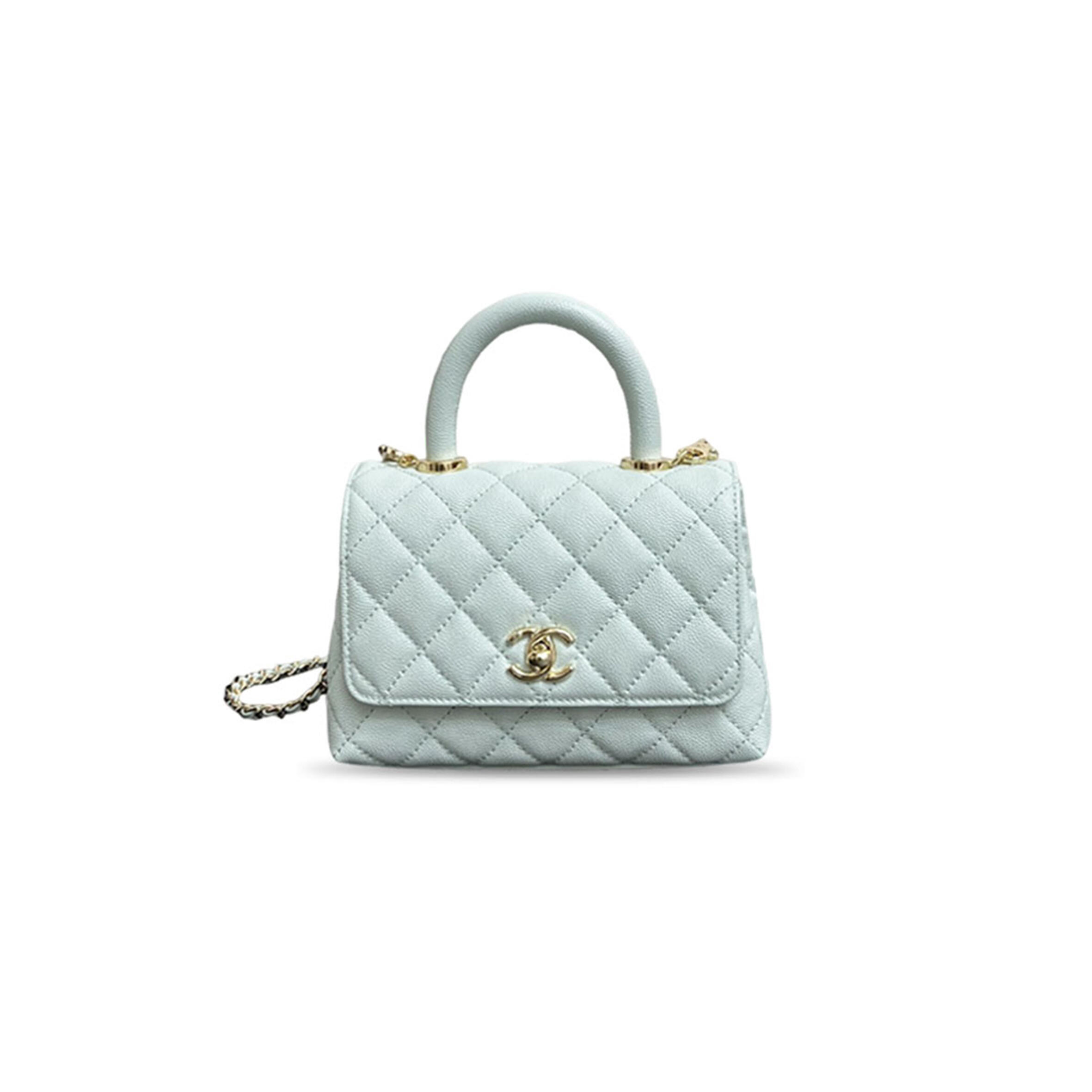 CHANEL CAVIAR QUILTED MINI FLAP BAG WITH TOP HANDLE AS2215 (19*13*9cm)